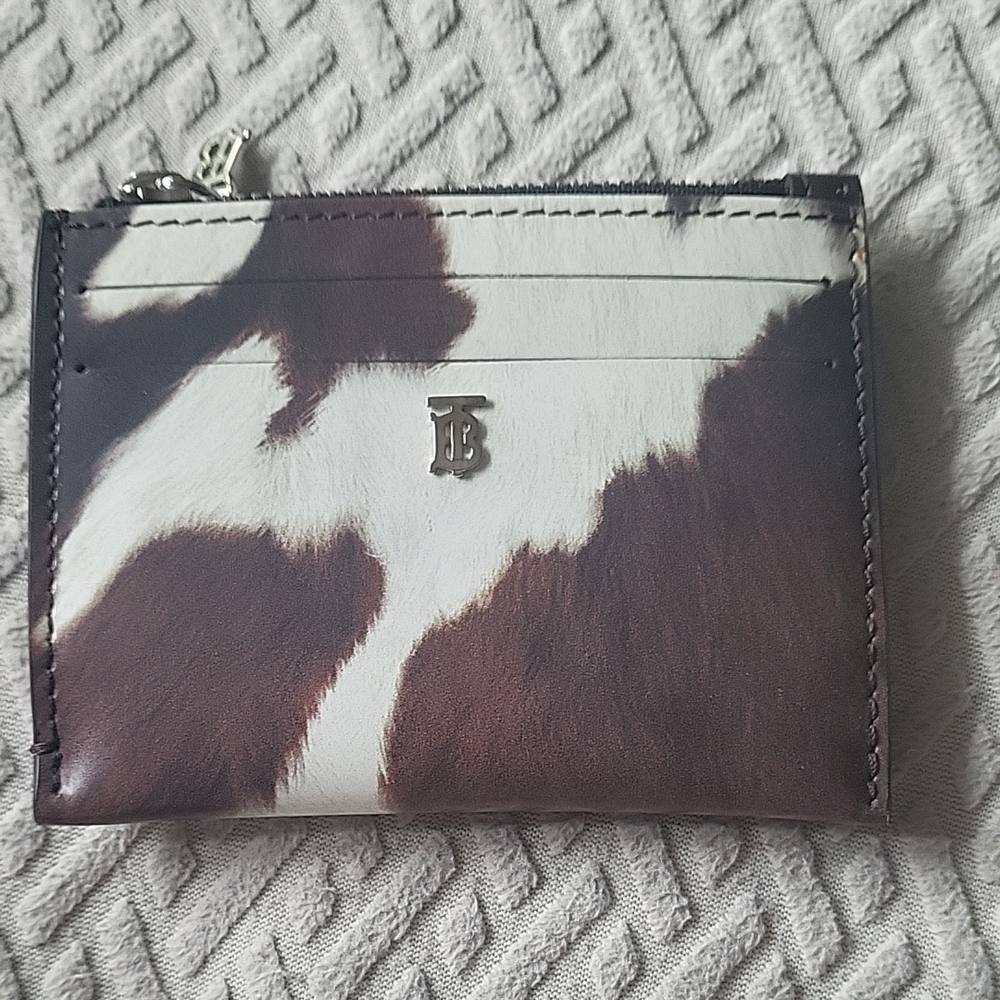 Burberry Brown and White Leather Card Holder